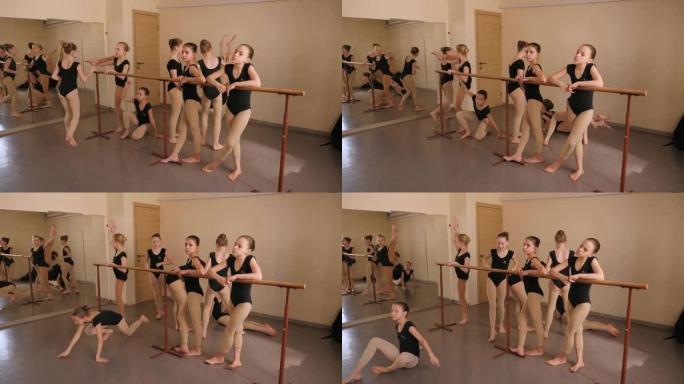 训练后，芭蕾舞演员在芭蕾舞团附近的芭蕾舞工作室放松身心。