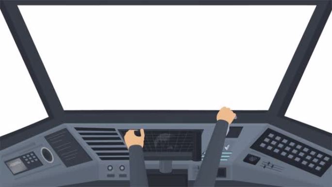 仪表板。航天器控制面板的动画。卡通