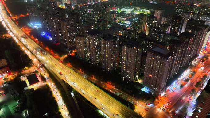 西安南三环电视塔夜景4k航拍多角度素材