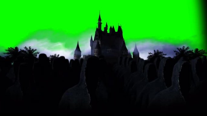 幽灵神秘的黑暗城堡。恐惧。逼真的4k动画。
