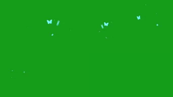 绿色屏幕背景的魔法蝴蝶运动图形