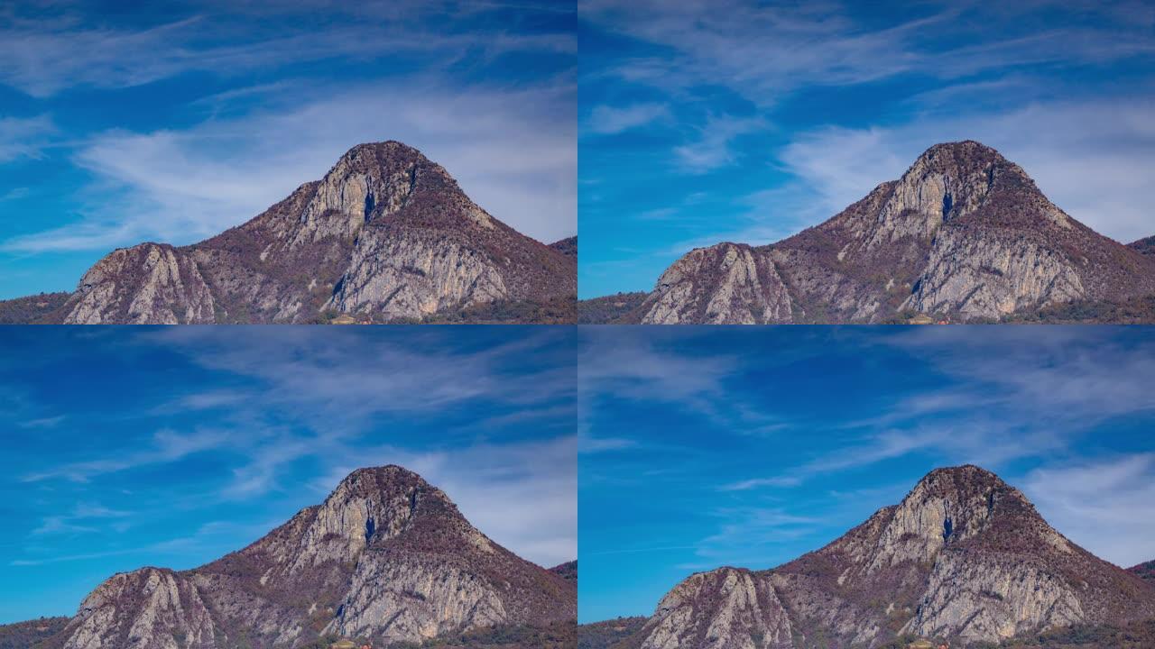 4 k分辨率的时间流逝拍摄山脉和云上的岩石。