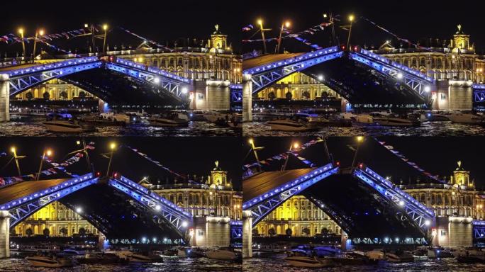 夜间绘制的宫桥和冬宫