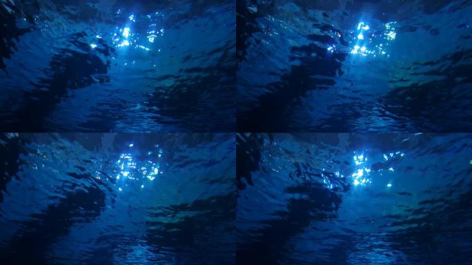 水和小鱼的暗蓝色涟漪