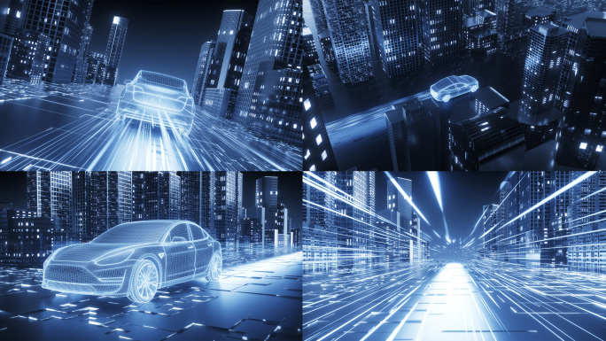 科技智能自动驾驶新能源汽车AE+C4D