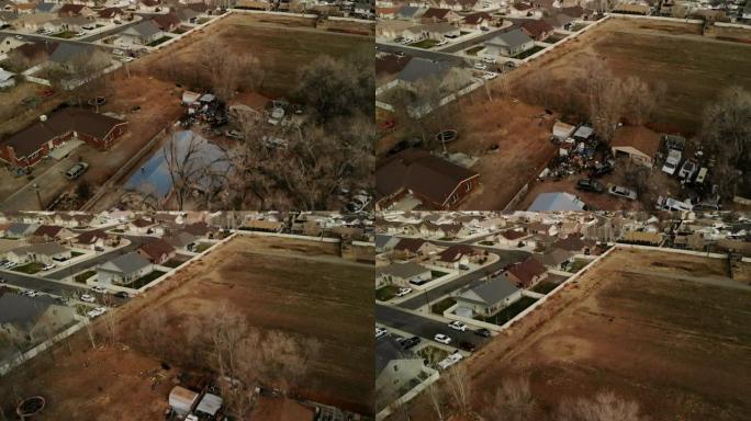 日间郊区中产阶级和工人阶级美国西部房地产市场4k无人机视频系列