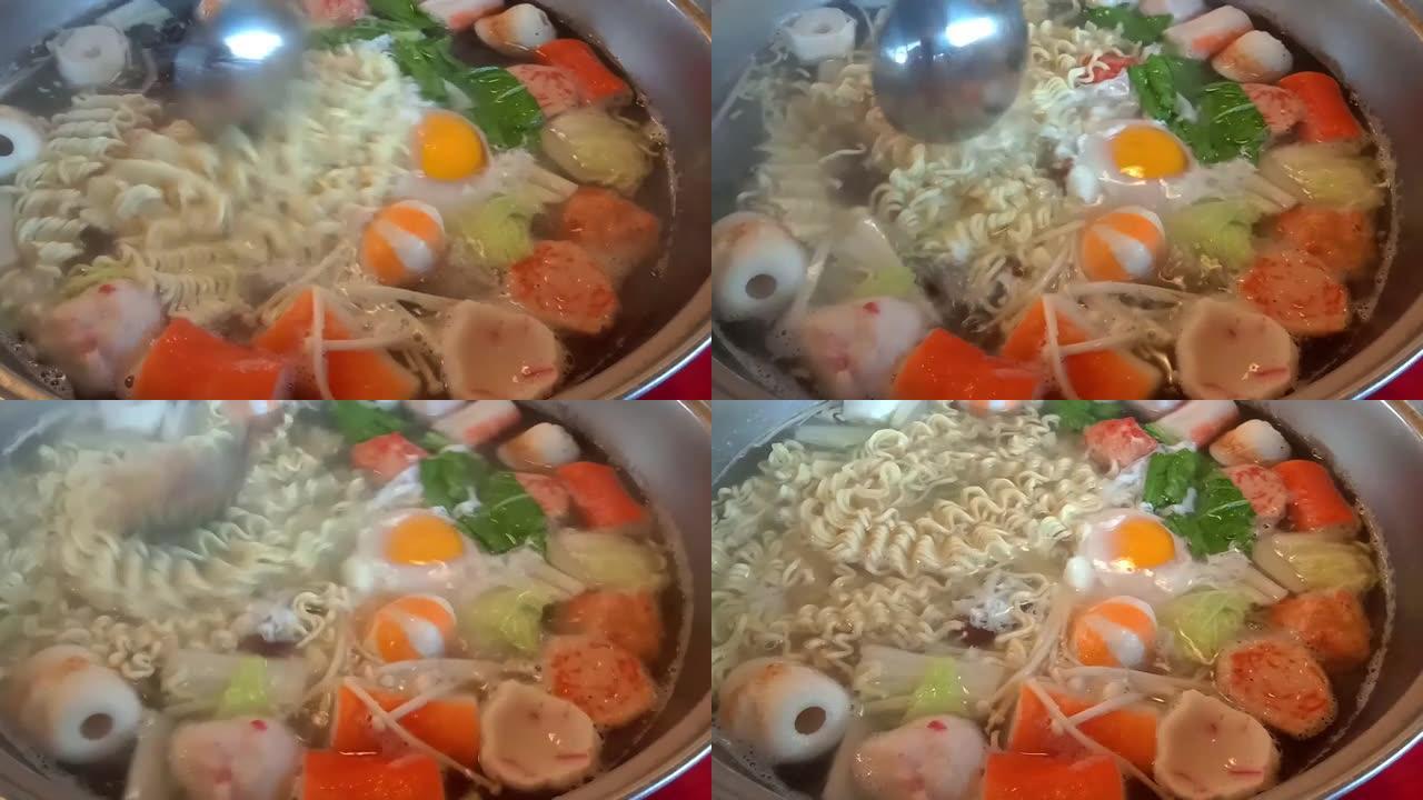 suki或sha锅火锅汽船，亚洲美食，韩国日本料理