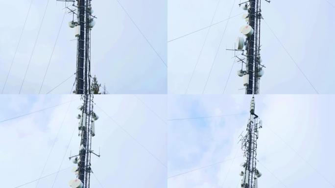 大型蜂窝通信塔，带有阵列，天线和天线，可提供移动连接以及4g和5g互联网。