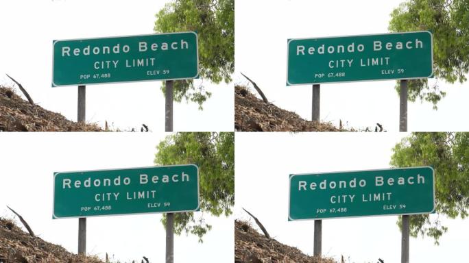 雷东多海滩加州公众欢迎标志