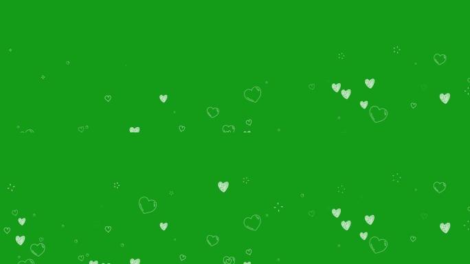 白色心脏形状的运动图形与绿色屏幕背景