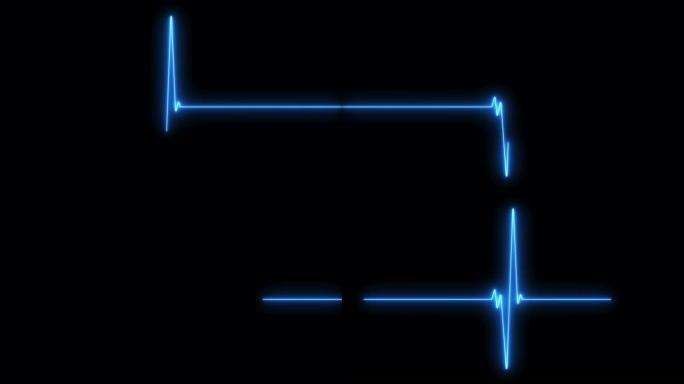 霓虹灯心跳平坦。无缝循环动画。EKG心率显示屏医学研究脉冲跟踪蓝线。运动动画