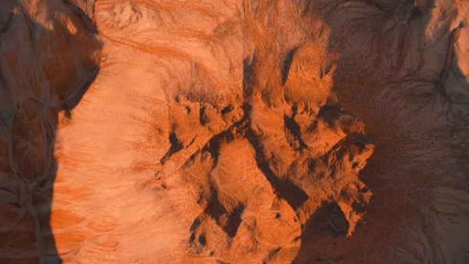 红色星球火星上的景象，染成黄色。地表风暴，太空探索和其他生命形式，沙漠宇宙。3 d渲染动画。