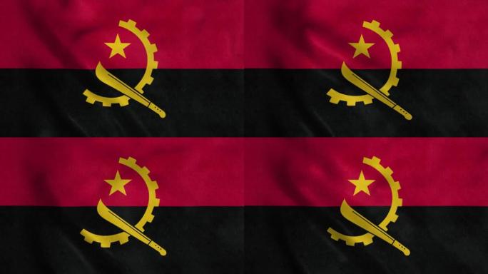 安哥拉国旗迎风飘扬。安哥拉国旗。安哥拉标志无缝循环动画