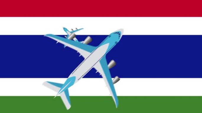 冈比亚国旗和飞机。飞机飞越冈比亚国旗的动画。