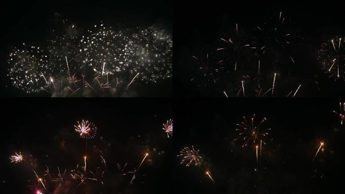 真正的烟花表演庆祝，五彩缤纷的新年烟花4K
