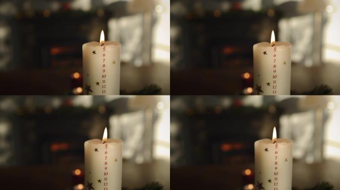 圣诞蜡烛火焰火苗室内烛光节日氛围