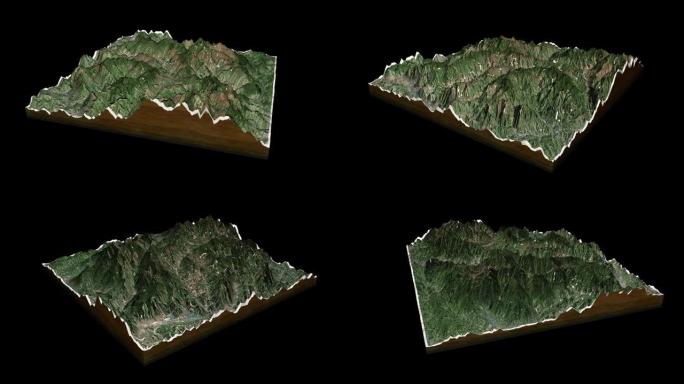 木仓柴地形图3D渲染360度循环动画