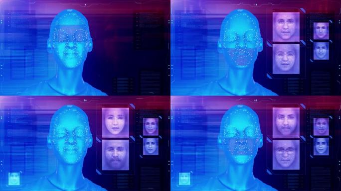 人脸检测hud高科技屏幕信息扫描数据