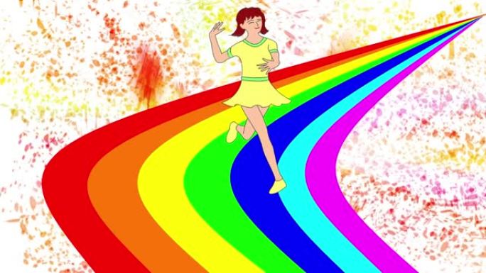 在彩虹中奔跑的女人1