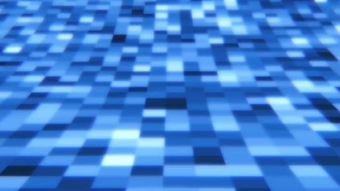 抽象上升蓝色马赛克辉光网格方形瓷砖闪光-4k无缝循环运动背景动画