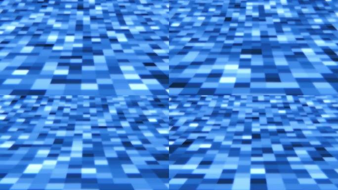抽象上升蓝色马赛克辉光网格方形瓷砖闪光-4k无缝循环运动背景动画
