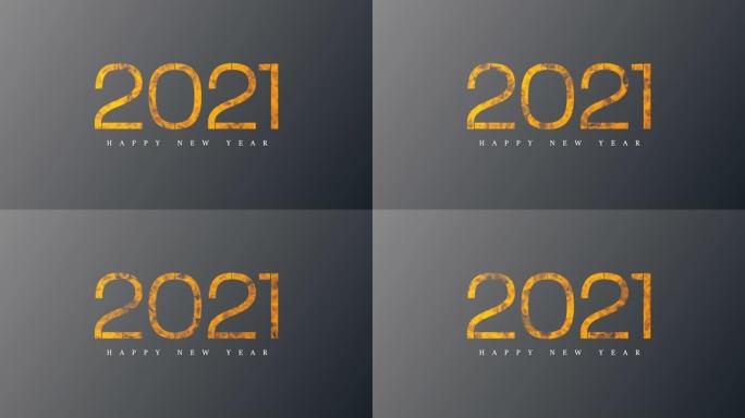4k橙色Bokeh 2021新年快乐灰色背景