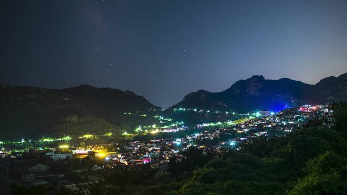 崂山0912银河星空村庄夜景