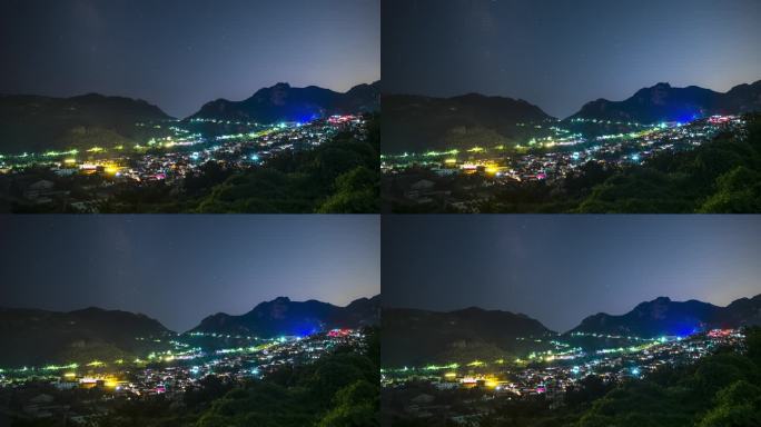 崂山0912银河星空村庄夜景