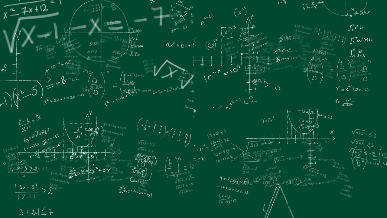 绿色背景下的数学公式和图形