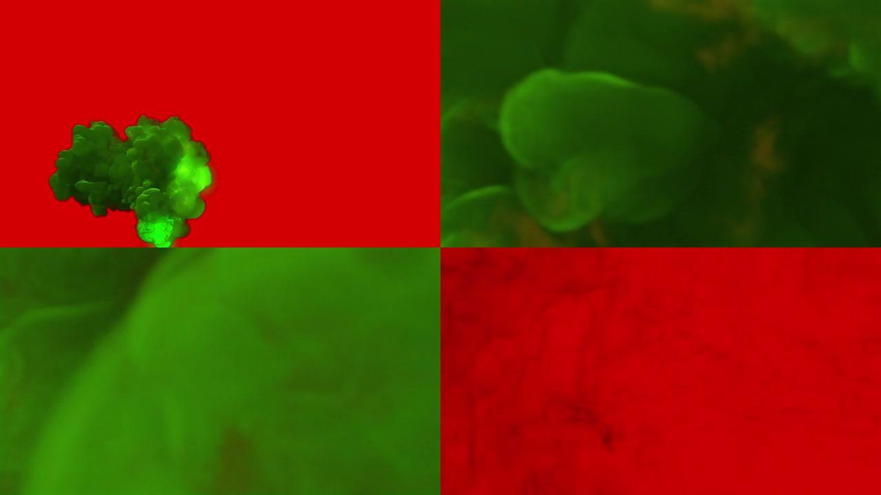 绿色魔法火球，带浓烟过渡，红色屏幕Chromakey
