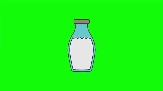 牛奶运动图形。饮料主题视频的绿屏动画