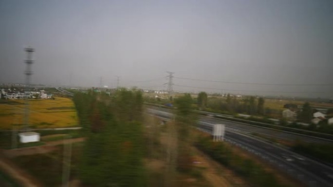 杭州市区火车公路旅行乘客侧视点全景4k中国
