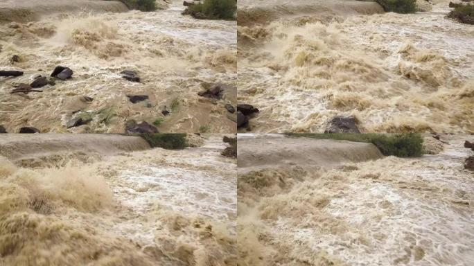 艾德 (Eide) 肮脏的河流，在春季大雨期间洪水泛滥。