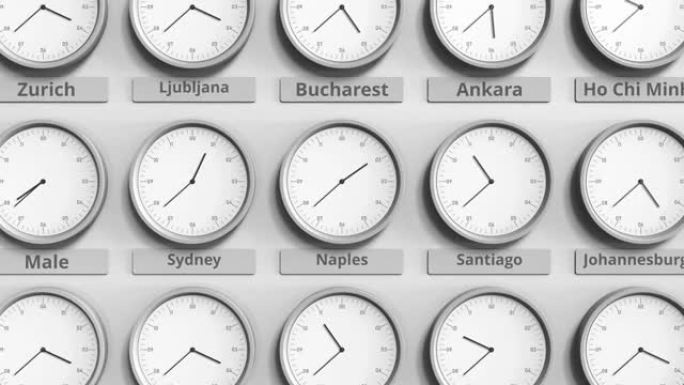 专注于显示意大利那不勒斯时间的时钟。3D动画