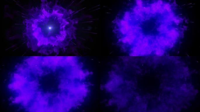 紫色动力冲击波爆炸火粒子效应