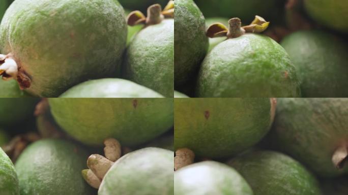 牛奶上成熟的feijoa水果