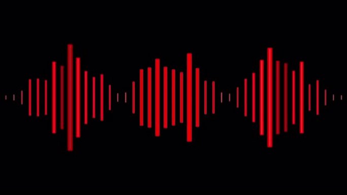 音频波形以红色在屏幕上移动，是播客、有声读物、卡拉ok无缝循环的完美背景