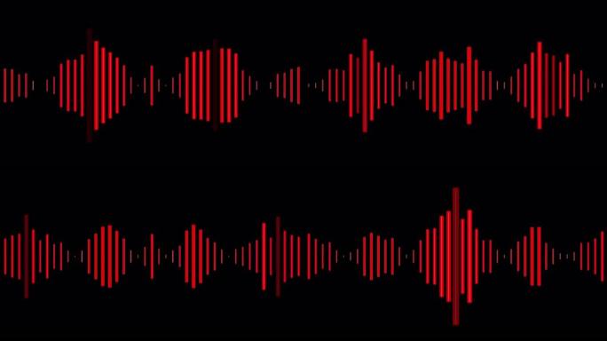 音频波形以红色在屏幕上移动，是播客、有声读物、卡拉ok无缝循环的完美背景