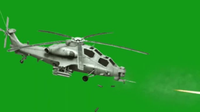 飞行战争直升机运动图形与绿色屏幕背景