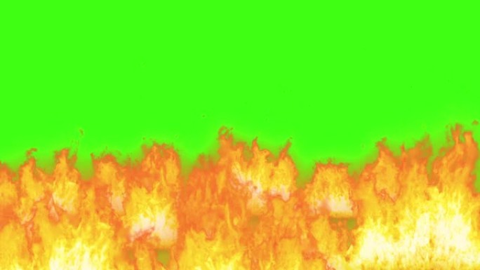 绿屏背景上大规模环境的大火和火焰