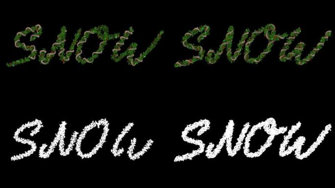 动画圣诞花环字体字母构成雪