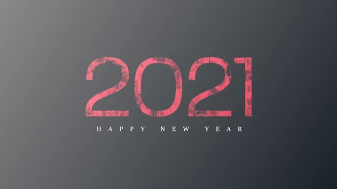 4k红色Bokeh 2021新年快乐灰色背景