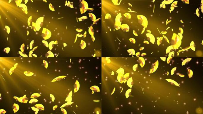金色日本折扇粒子循环动画