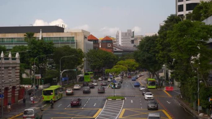新加坡市中心交通街步行桥慢动作全景4k