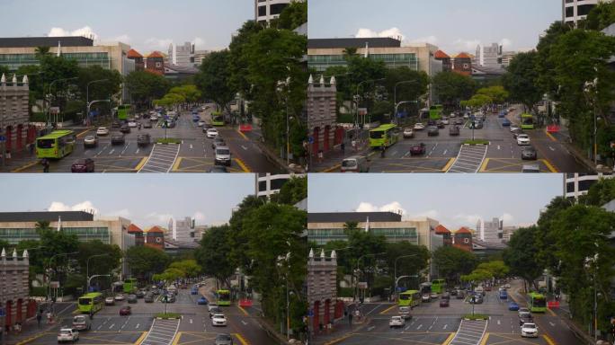 新加坡市中心交通街步行桥慢动作全景4k