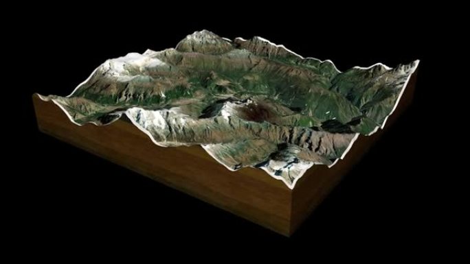 喜马拉雅地图3D渲染360度循环动画
