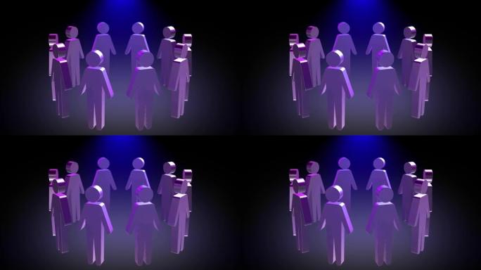 紫色人类符号剪影图标社区动画