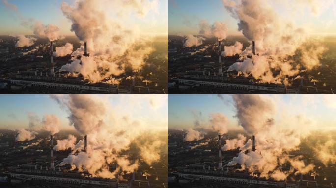 烟雾工厂烟囱造成的空气污染
