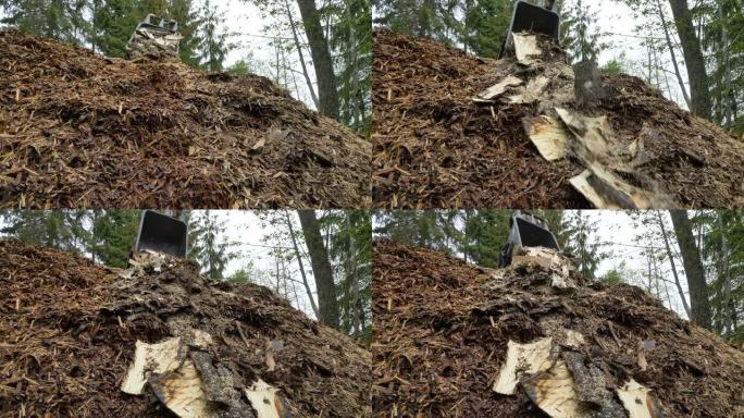 扔掉爱沙尼亚的木屑和树干皮