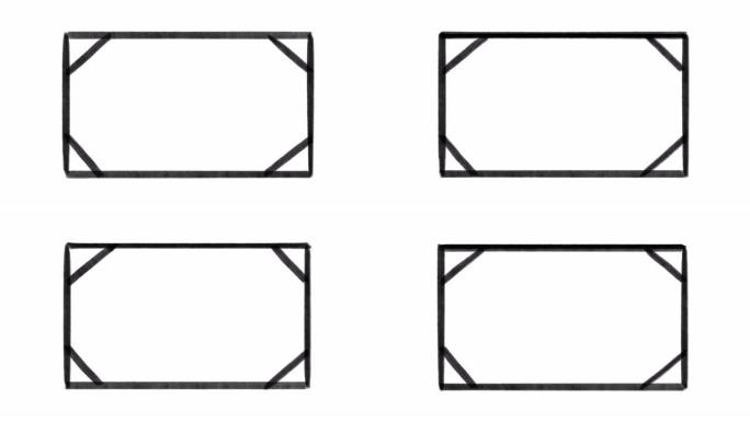 黑色手绘框架轮廓，在白色背景上孤立的定格动画